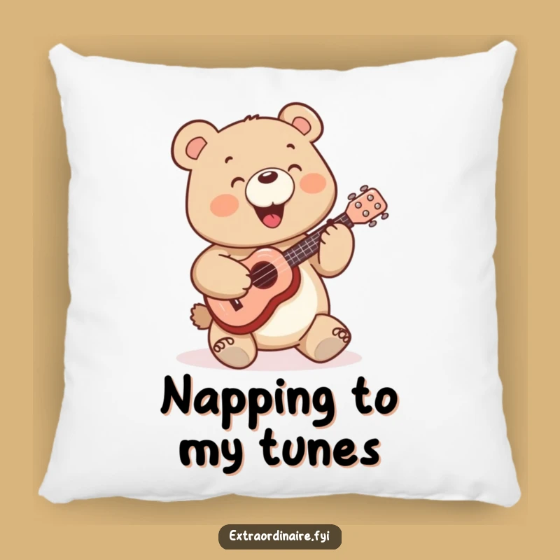 Funny Bear Pillow: Cozy Ukulele Tunes - Comfy Funny Gift