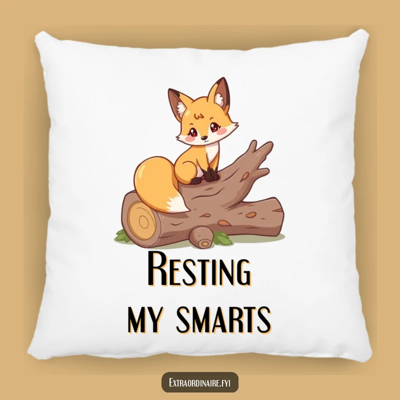Funny Fox Log Pose Pillow: Cozy Woodland Accent, Adorable Funny Gift!
