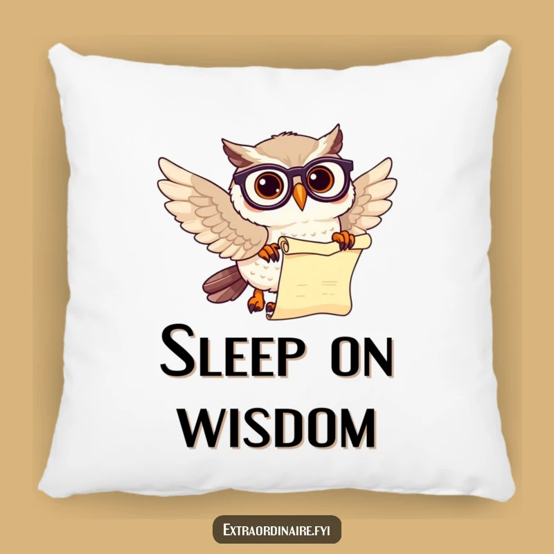 Funny Owl Scholar Pillow: Cuddle Up with Wit and Comfort