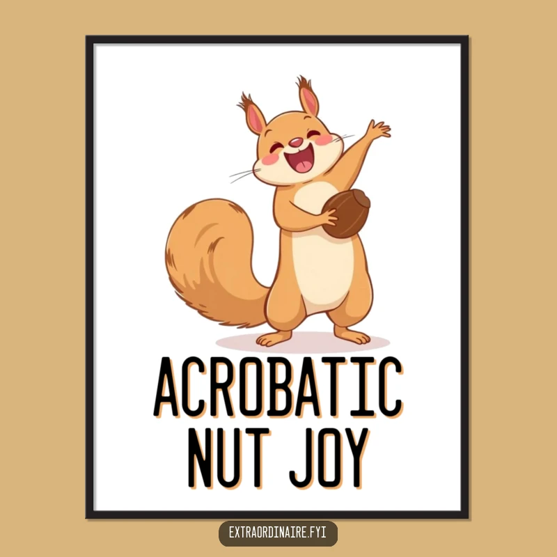Funny Squirrel Flip Digital Art: Instant Acrobatic Wall Decor