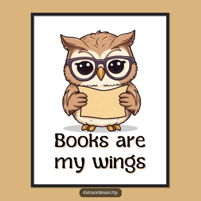 Funny Owl Scholar Digital Art: Wise & Hilarious Print for Intellectual Decor