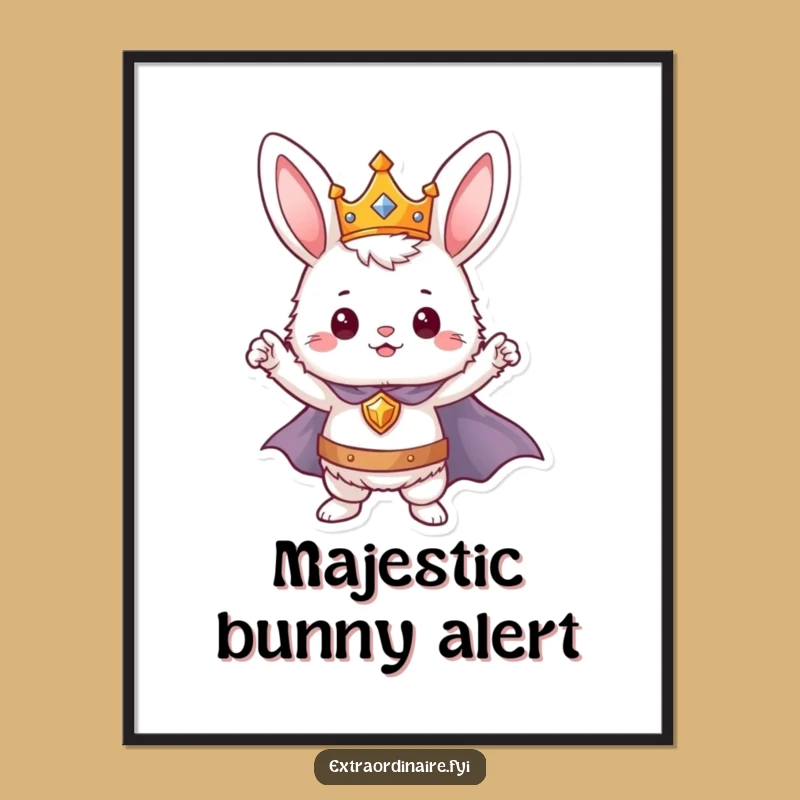 Funny Bunny Hero Digital Art - Instant Royal Wall Decor