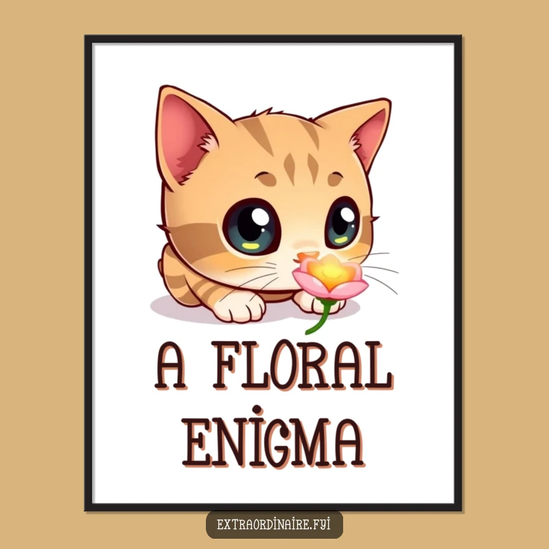 Funny Cat Digital Art: Curious Bloom, Glowing Wonder, Instant Hilarious Decor