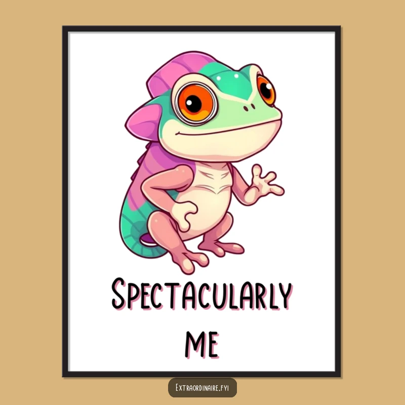 Funny Chameleon Color Digital Art - Instant Download of Vibrant Expression
