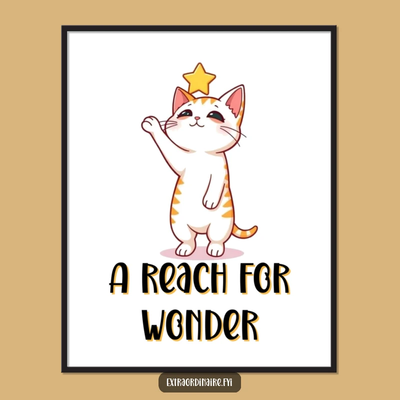 Funny Curious Cat Digital Art - Instant Whimsical Wall Decor