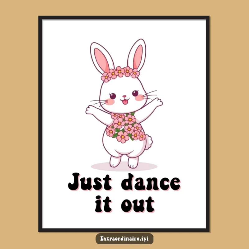 Funny Dancing Rabbit Garland Digital Art - Instant Joyful Download