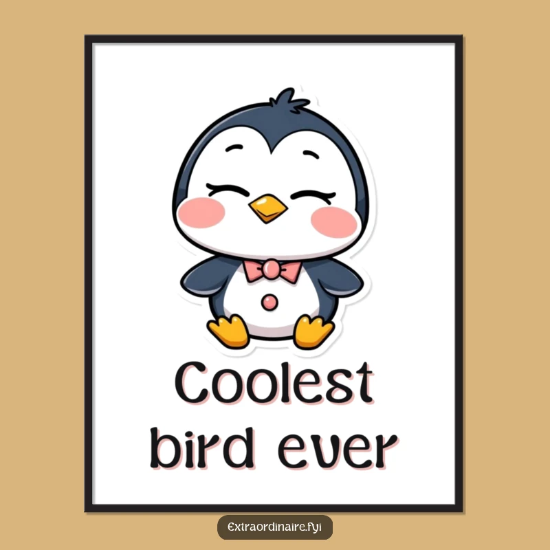 Funny Dapper Penguin Wink Digital Art: Confident Character for Instant Decor
