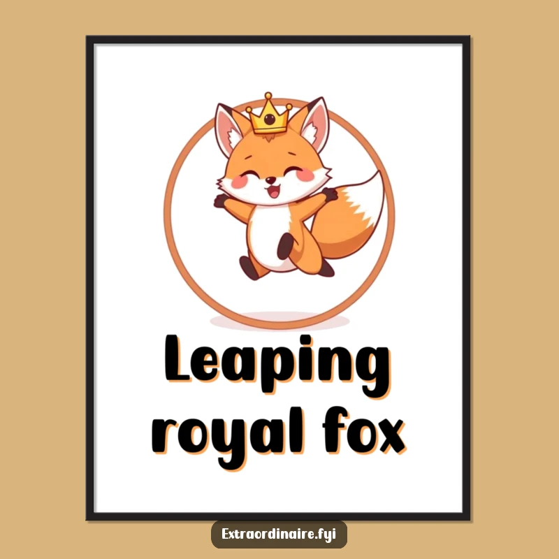 Funny Fox King Digital Print: Instant Royalty, Perfect Art