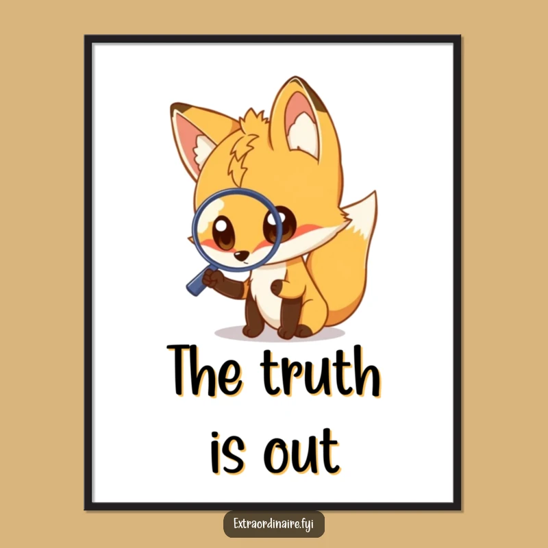 Funny Fox Magnifying Glass Digital Print - Instant Download Humor Art