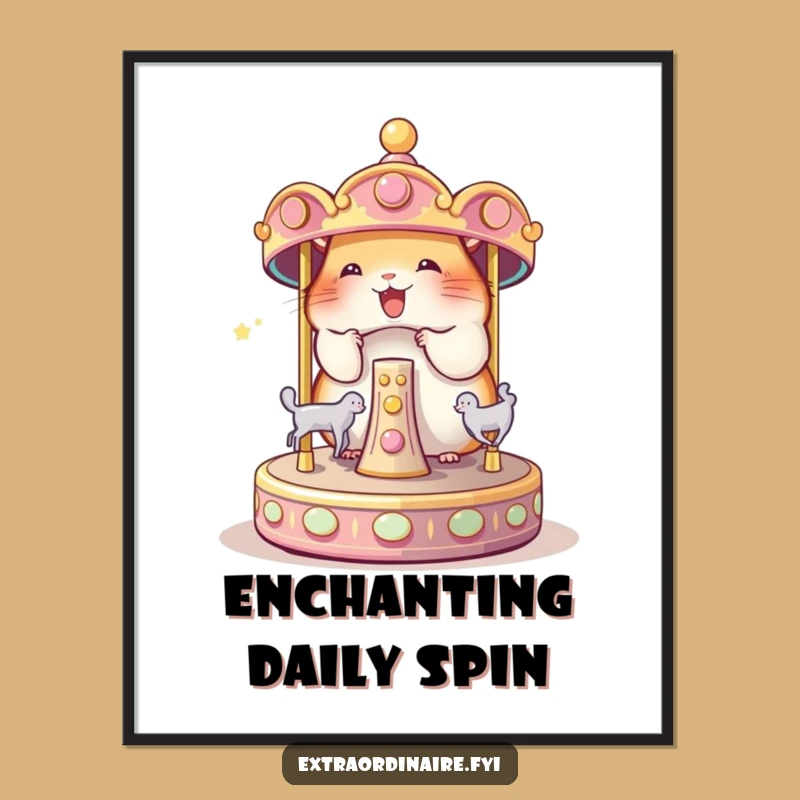 Funny Hamster Carousel Digital Art: Instant Magical Wall Decor