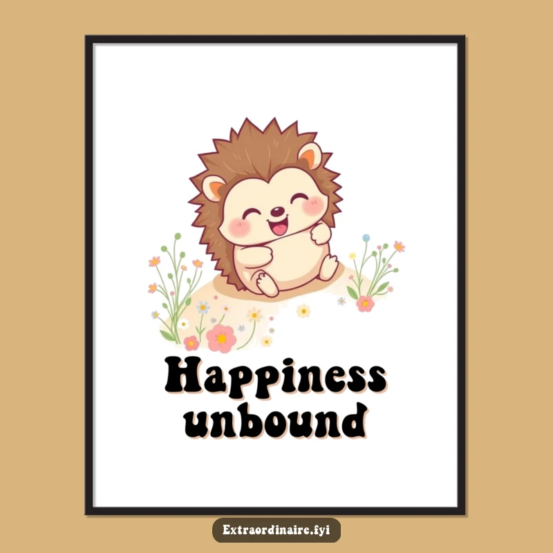 Funny Hedgehog Digital Art - Rolling Critter Flower Printable Gift