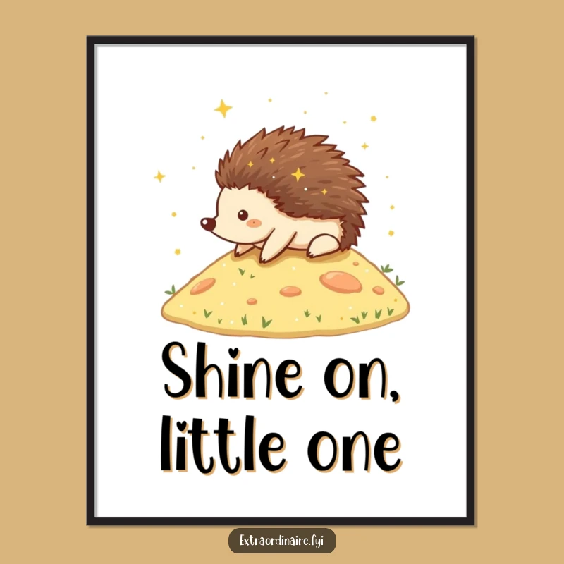 Funny Hedgehog Stardust Digital Art Print: Magical Rolling Critter Art, Instant Gift