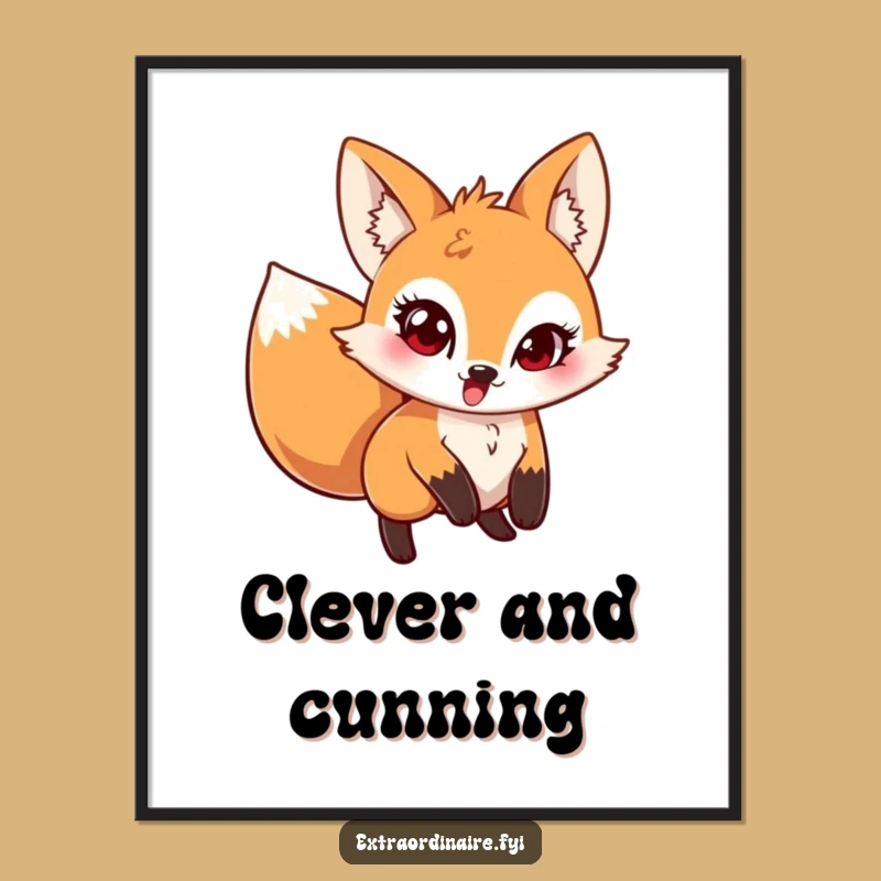 Funny Pouncing Fox Digital Art Print: Mischievous Critter Art, Instant Gift