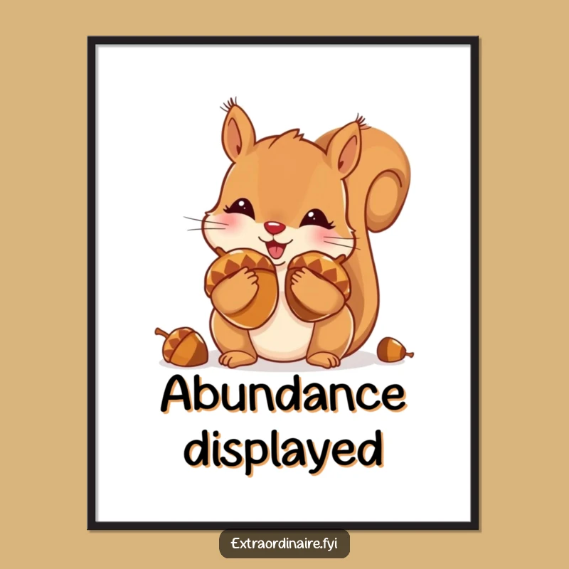 Funny Squirrel Digital Art: Acorn Hoard, Cheeky Whimsy, Instant Hilarious Decor