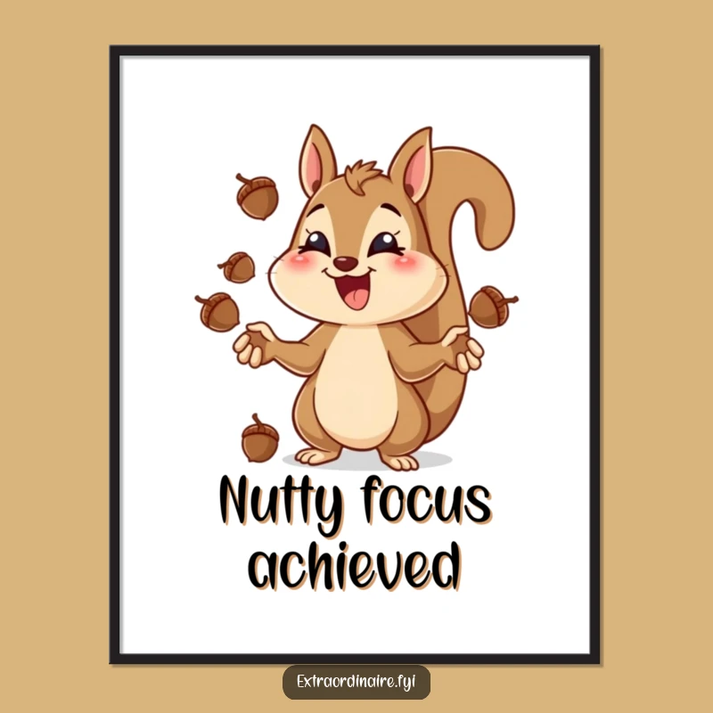 Funny Squirrel Juggling Digital Art - Instant Focused Wall Decor