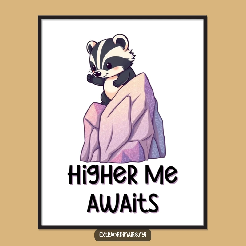 Funny Badger Mountain Digital Art: Hilarious Print for Adventurous Decor