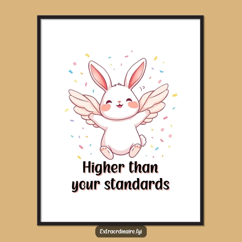 Funny Angel Rabbit Digital Art: Joyful Wings, Instant Confetti Cheer Download