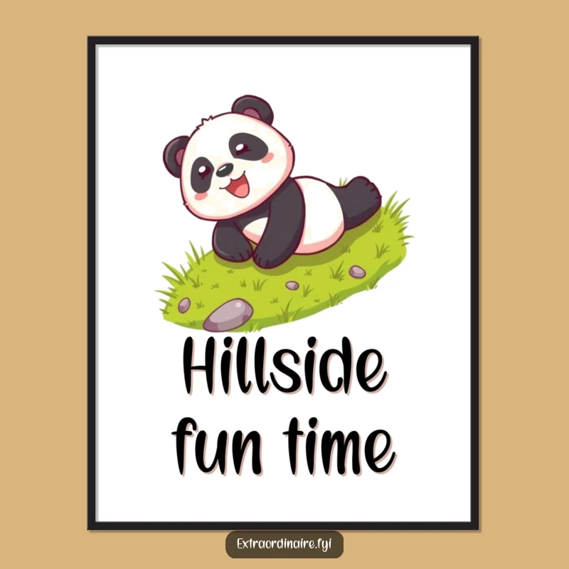 Funny Playful Panda Rolling Digital Art: Decorate with Joyful Humor Gift