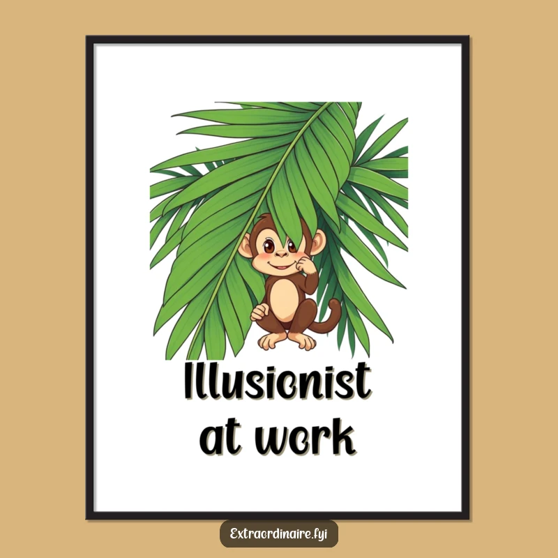 Funny Monkey Digital Art - Primate Palm Leaf Printable Wall Decor Gift