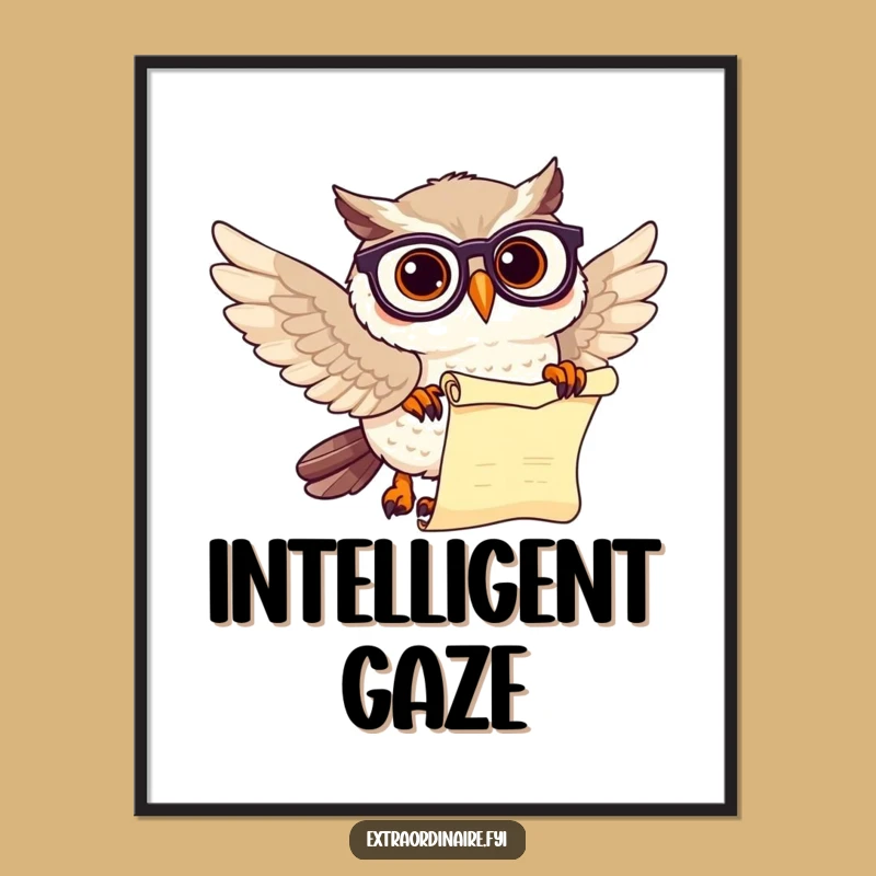 Funny Owl Scholar Digital Art: Instant Wisdom and Laughter for Your Space