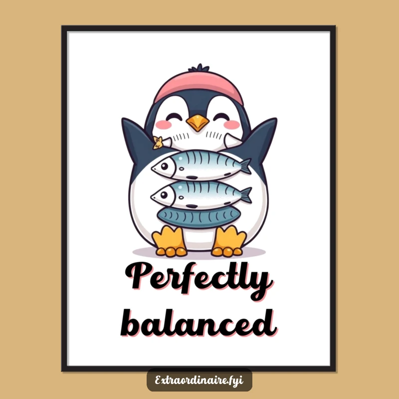 Funny Penguin Fish Stack Digital Art: Instant Proud Wall Decor