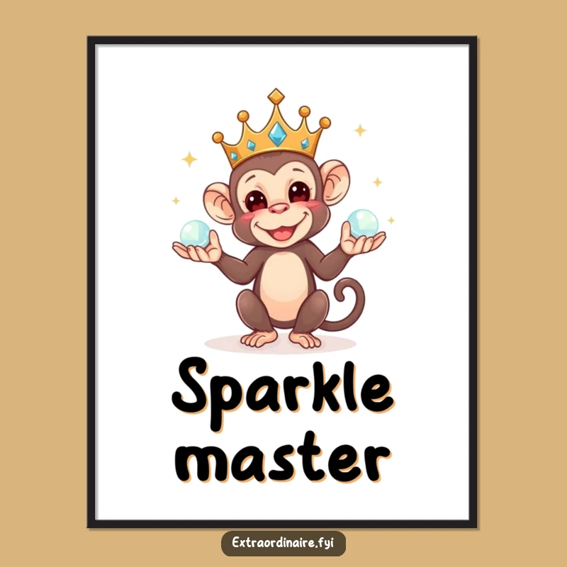 Mischievous Monkey Juggler Digital Art: Instant Royal Fun for Your Walls, Fun Funny Gift