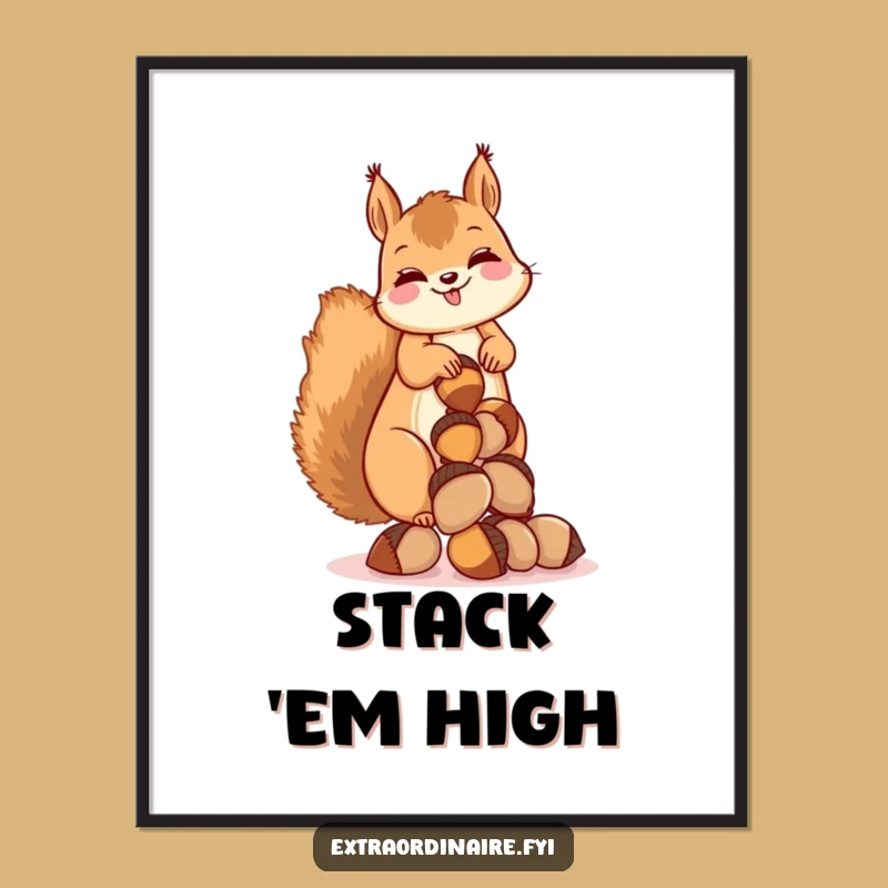 Funny Squirrel Acorn Digital Art: Hilarious Wall Decor for Nutty Souls