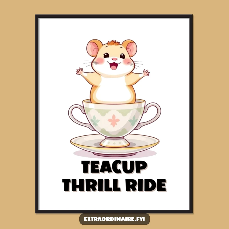Funny Hamster Teacup Spin Digital Print - Instant Exhilarated Art