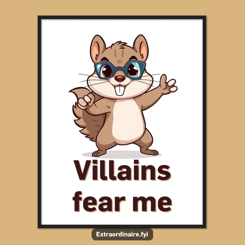 Funny Squirrel Superhero Digital Art: Hilarious Heroic Print for Instant Fun Decor