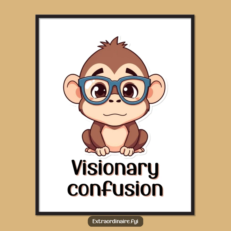 Funny Monkey Digital Print: Quirky Confusion Art for Your Walls