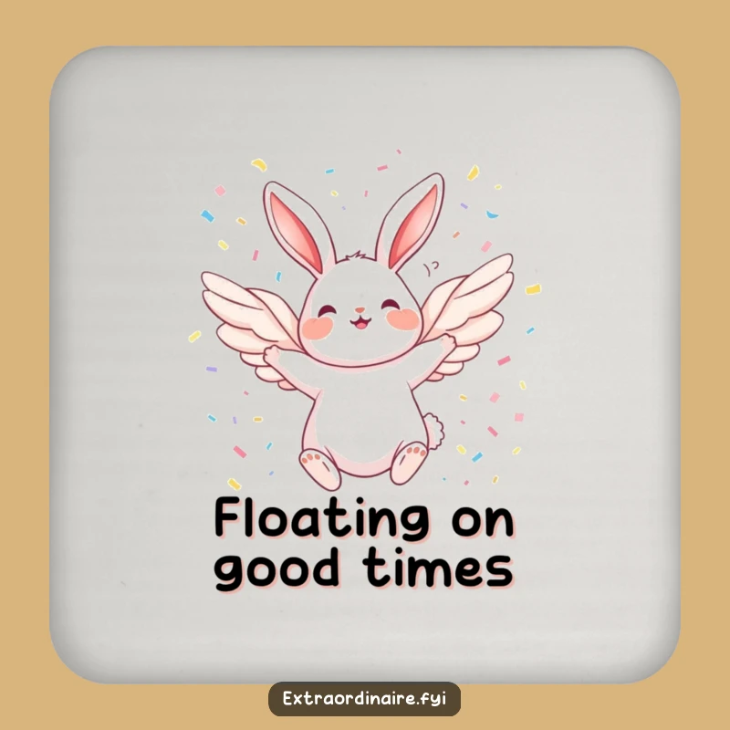 Funny Winged Rabbit Coaster: Protect Surfaces with Joyful Flight Style