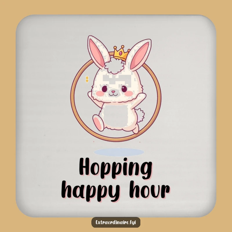 Funny Bunny Crown Hoop Coaster Set: Protect Surfaces Royally