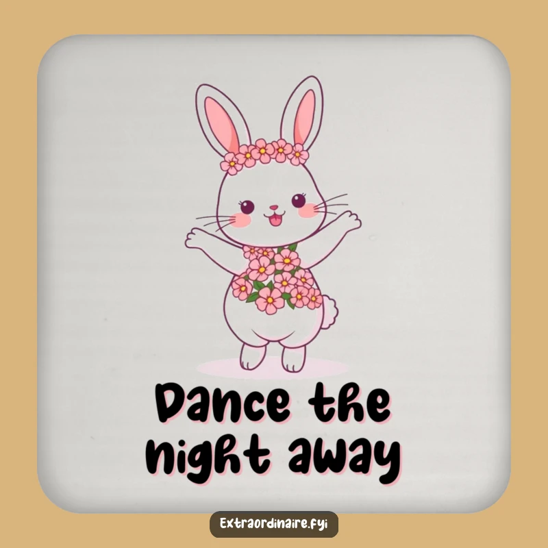 Funny Dancing Rabbit Garland Drink Coaster - Protect Surfaces Joyfully