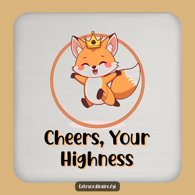 Funny Fox King Coaster Set: Royal Tabletop, Playful Gift