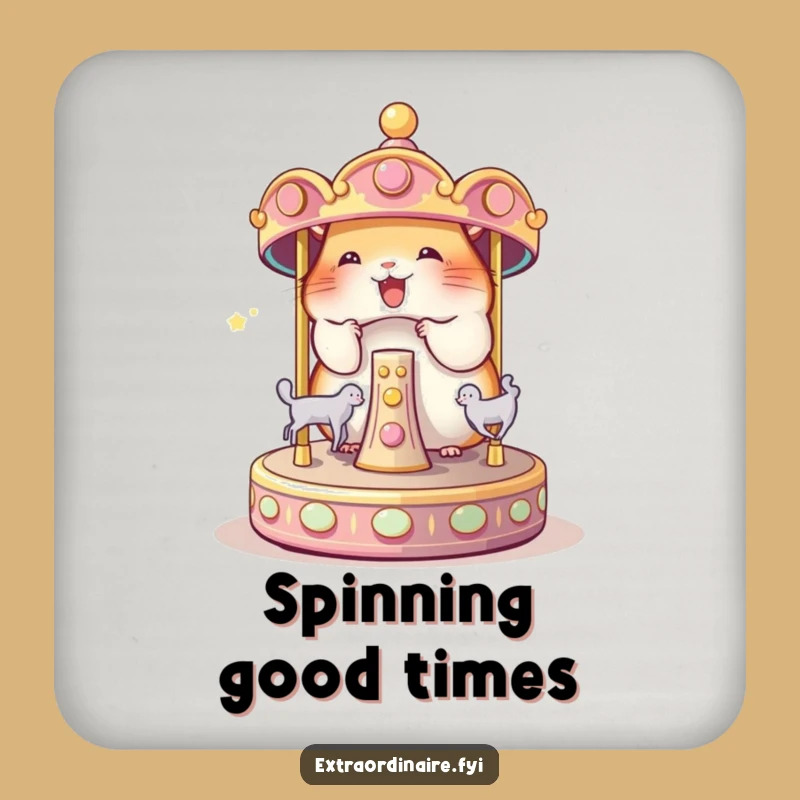 Funny Hamster Carousel Coaster: Magical Protection for Your Surfaces