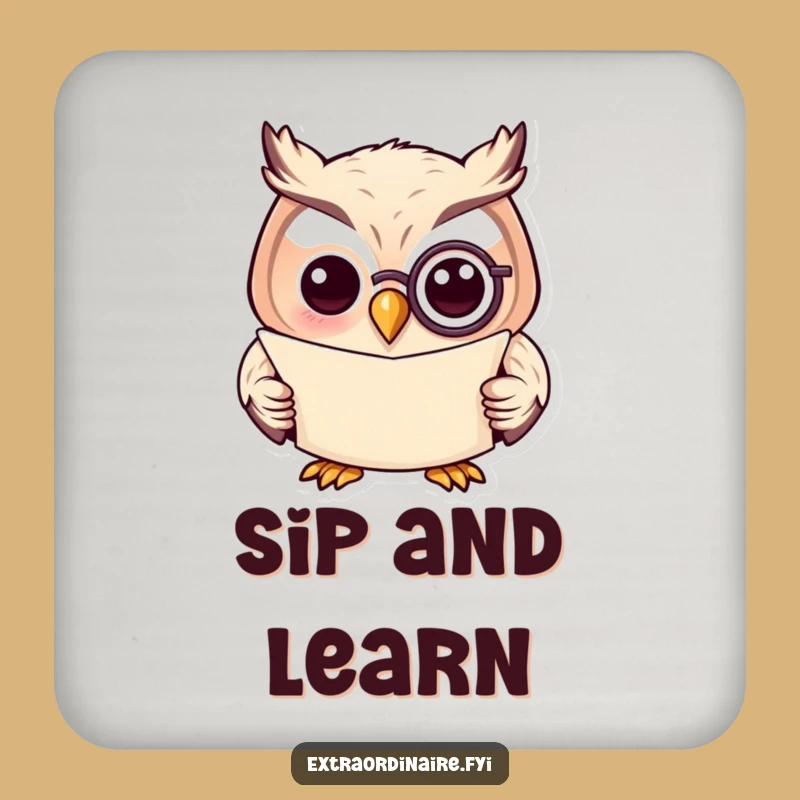 Funny Owl Monocle Coaster: Protect Surfaces with Sophisticated Humor