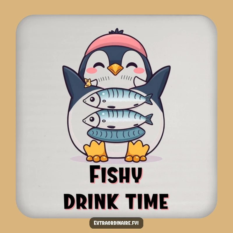 Funny Penguin Fish Stack Coaster: Proud Protection for Your Surfaces