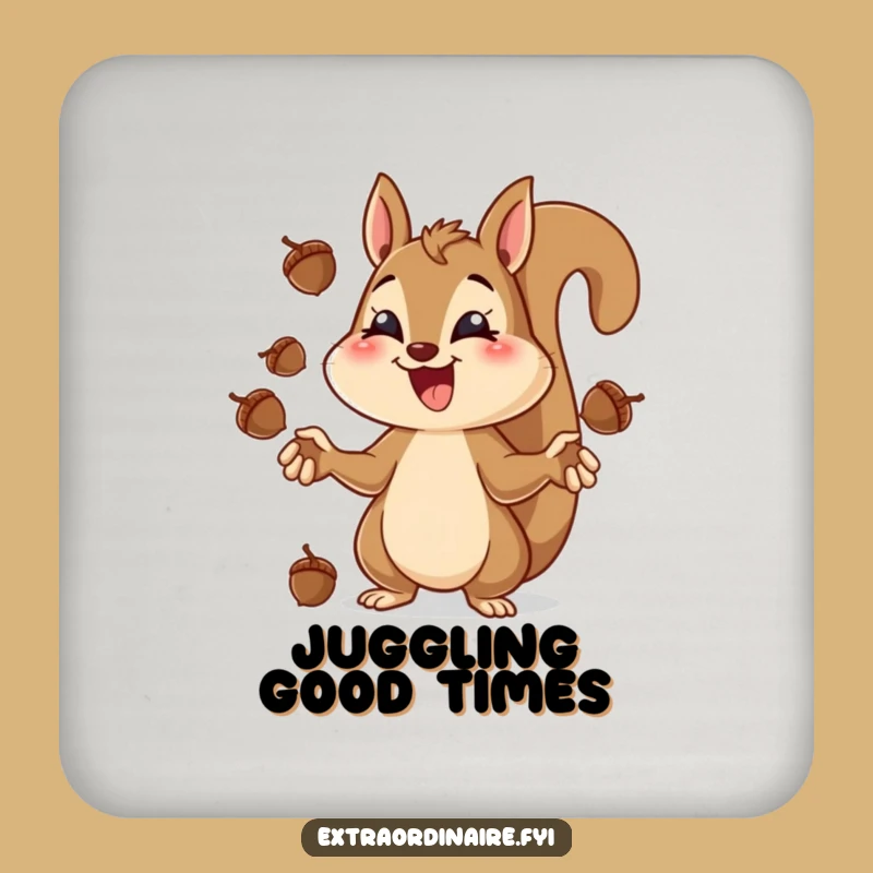 Funny Squirrel Juggling Coasters - Protect Surfaces with Focused Flair