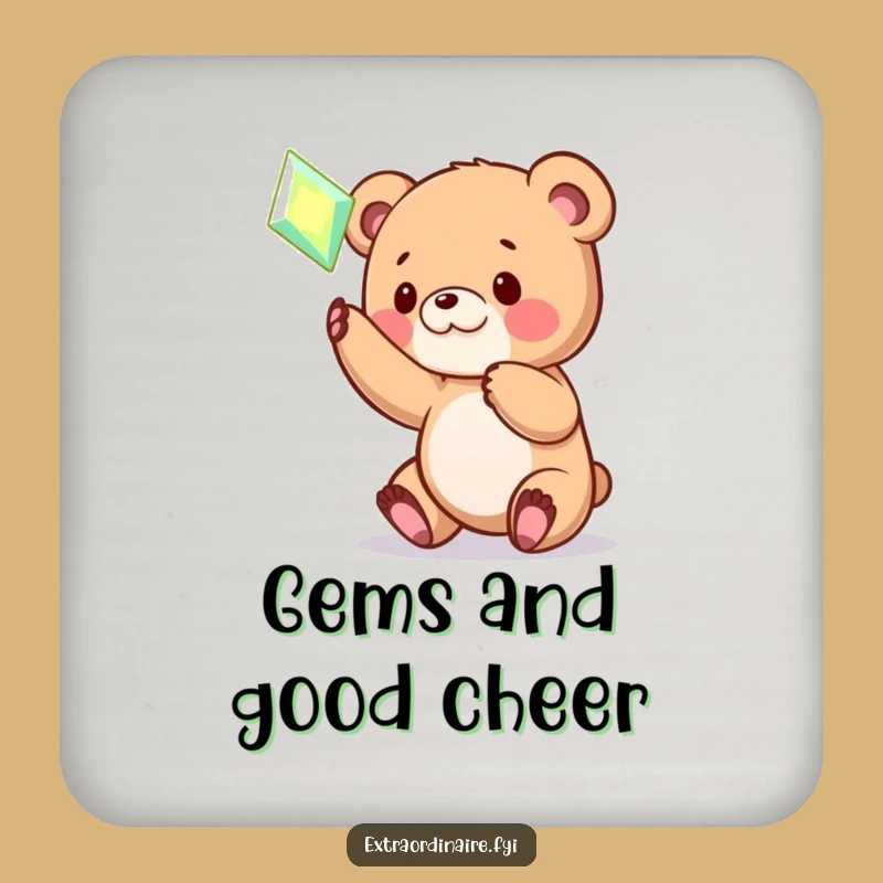 Funny Bear Cub Gem Coaster: Protect Surfaces with Playful Sparkle