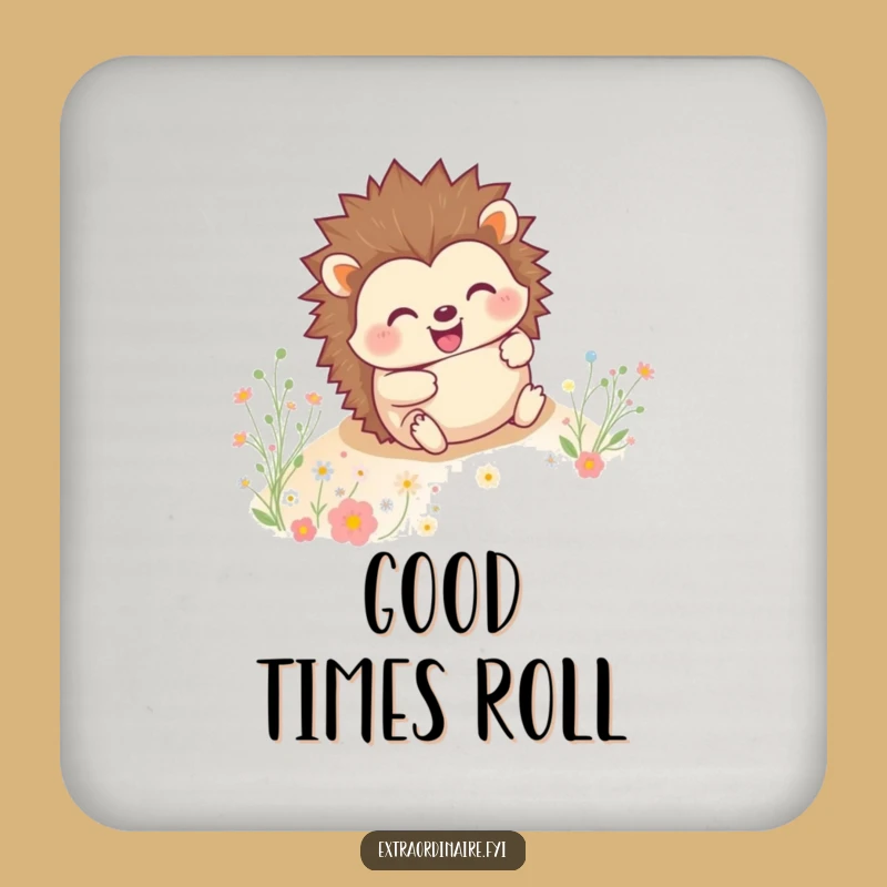 Funny Hedgehog Coaster - Rolling Critter Flower Drink Protector Gift