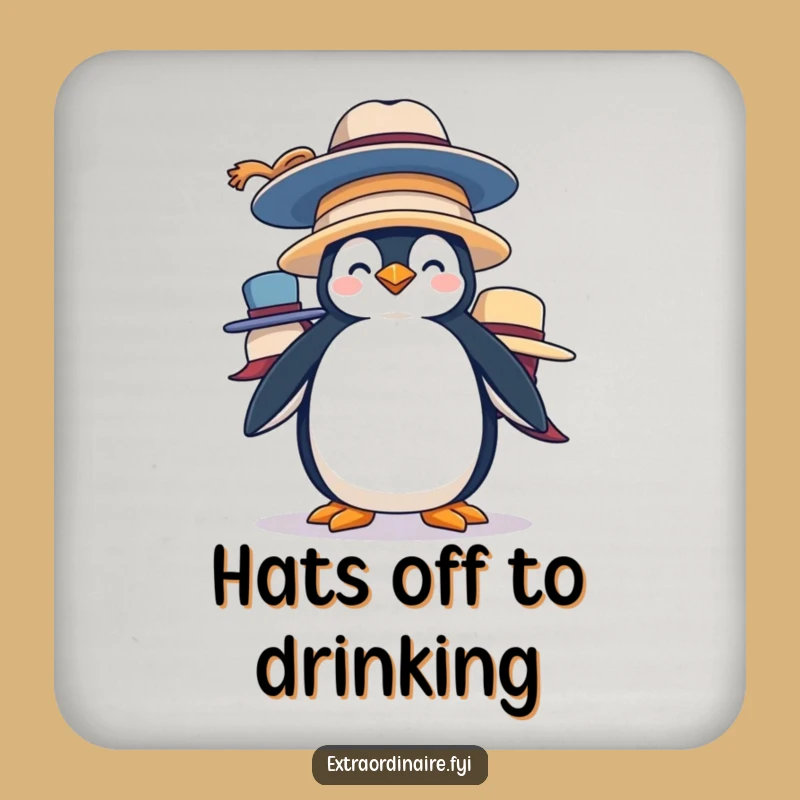 Funny Penguin Hat Stack Coaster Set: Silly Protection with Bird Humor
