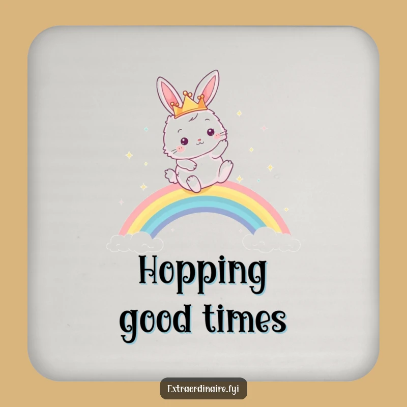 Funny Bunny Rainbow Coaster: Protect Surfaces with Royal Charm, Hilarious Gift