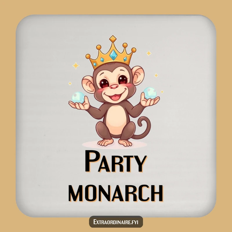 Mischievous Monkey Juggler Drink Coaster: Protect Surfaces with Regal Charm, Chic Funny Gift