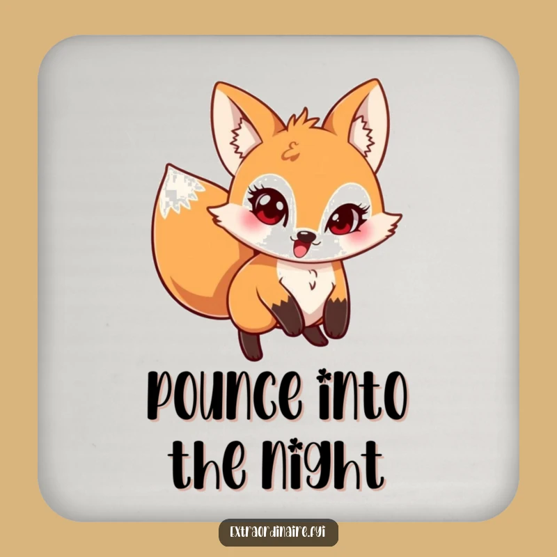 Funny Pouncing Fox Drink Coasters: Mischievous Critter Set, Perfect Gift