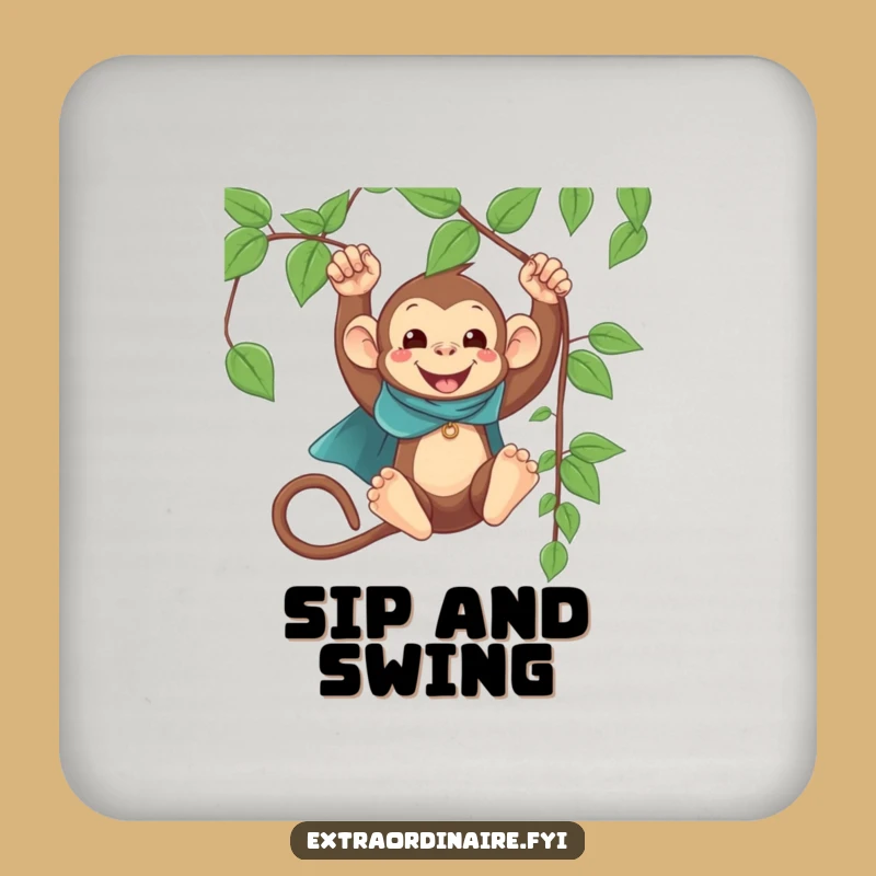 Funny Monkey Cape Swinging Coaster: Protect Surfaces with Heroic Fun