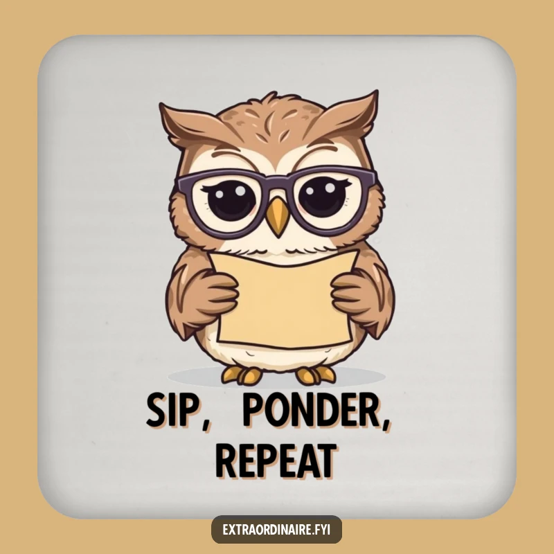 Funny Owl Scholar Coasters: Protect Surfaces with Wise & Hilarious Style