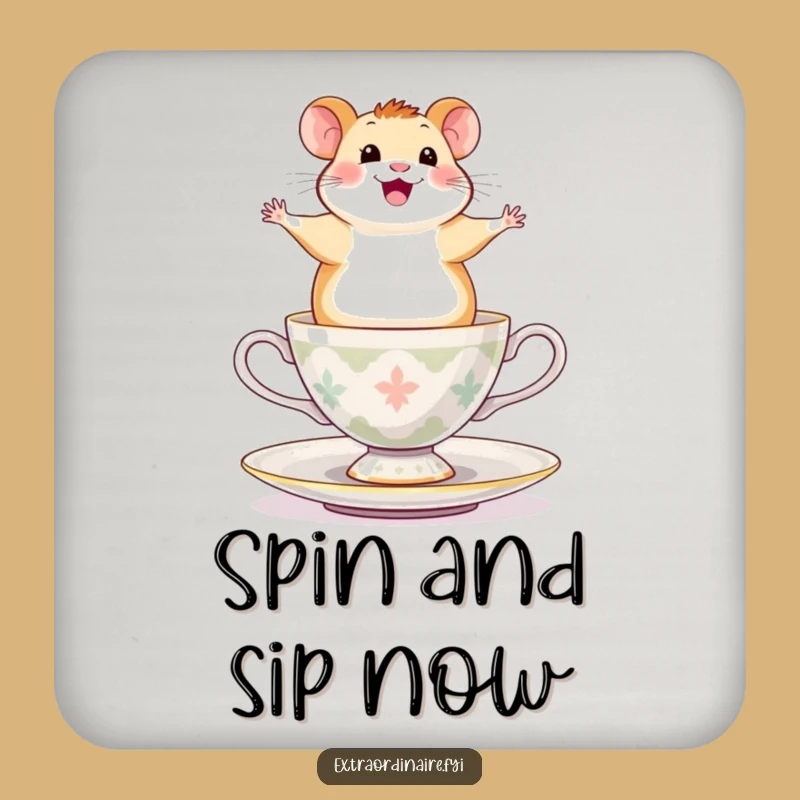 Funny Hamster Teacup Spin Coaster - Protect Surfaces with Pet Art