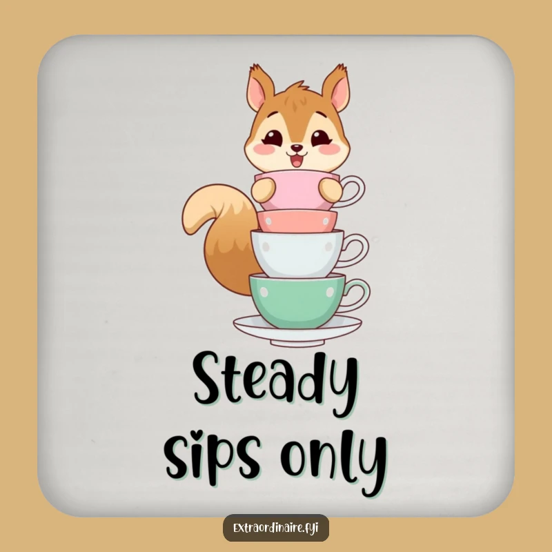 Funny Squirrel Teacup Balance Coaster: Protect Surfaces with Whimsical Flair!