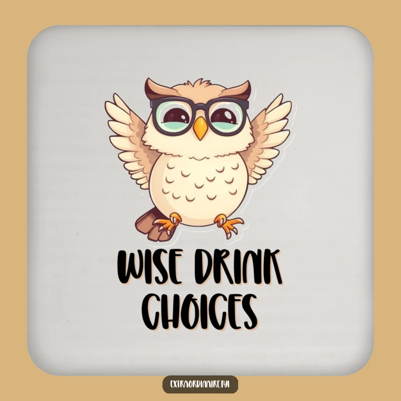 Funny Owl Spectacles Coaster: Protect Surfaces with Hilarious Bird Art