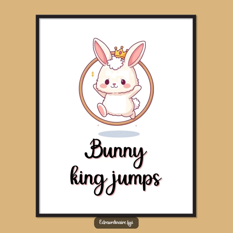 Funny Bunny Crown Hoop Poster: Whimsical Royal Art Gift